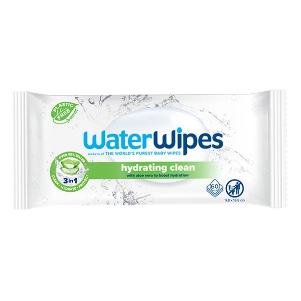 82407911753771008 Hydrating Clean chusteczki nawilżane dla dzieci z ekstraktem z aloesu 60szt - obrazek 1