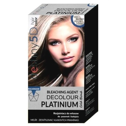 82763451695190921 Destiny 5D Decolour Platinium rozjaśniacz do pasemek i balejażu 40g + woda utleniona w kremie 12% 80ml - obrazek 1