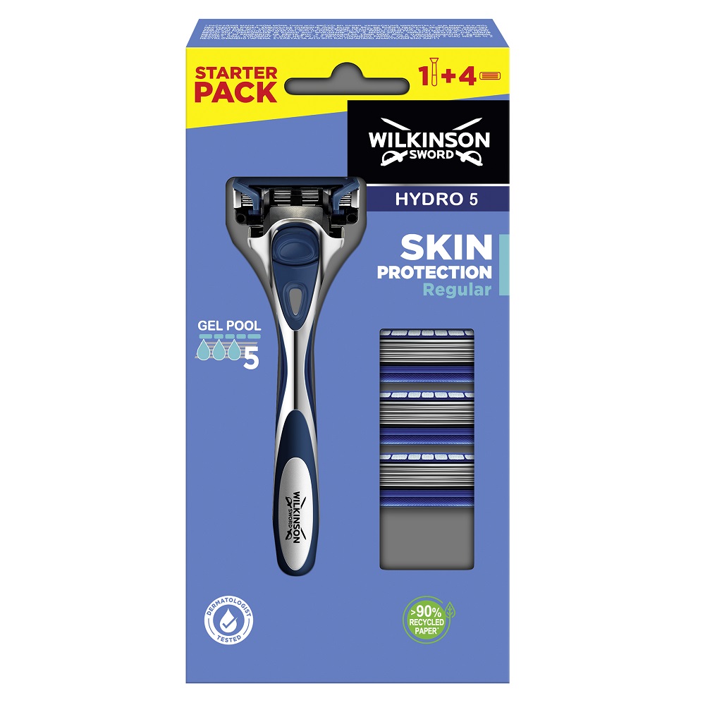 8320481632814422 Hydro 5 Skin Protection Regular maszynka do golenia z wymiennymi ostrzami dla mężczyzn 1szt + wkłady 4szt - obrazek 1