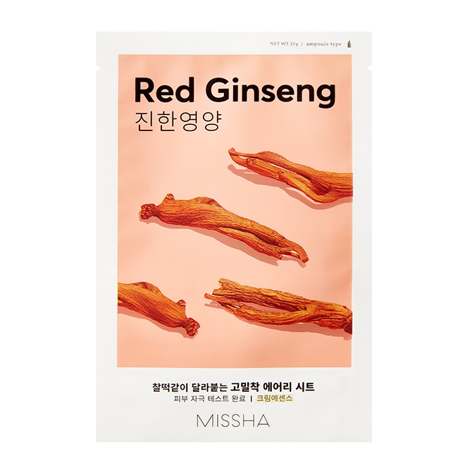 83820971683556339 Airy Fit Sheet Mask rewitalizująca maseczka w płachcie z ekstraktem z żeń-szenia Red Ginseng 19ml - obrazek 1