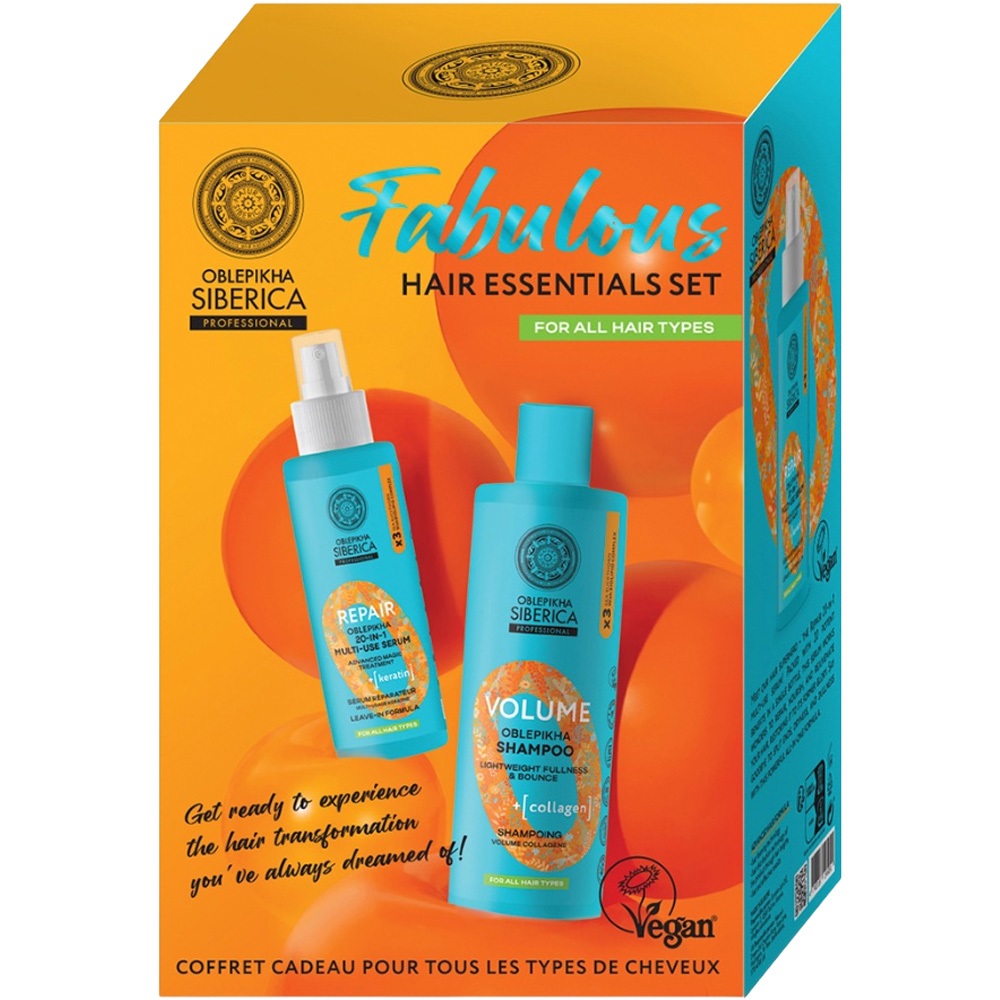 84042131760282827 Oblepikha Fabulous Hair Essentials zestaw szampon dodający objętości 400ml + serum regenerujące do włosów 200ml - obrazek 1