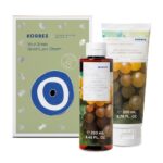 Greek Nature Santorini Grape zestaw rewitalizujący żel do mycia ciała 250ml + wygładzające mleczko do ciała 200ml + grecki amulet szczęścia
