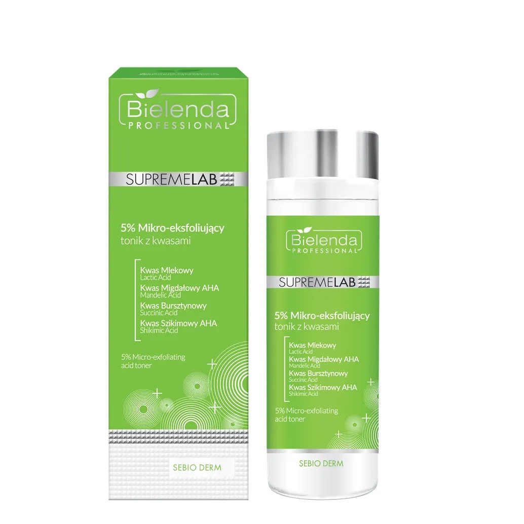 84729341650945104 SupremeLab Sebio Derm 5% mikro-eksfoliujący tonik z kwasami 200ml - obrazek 1