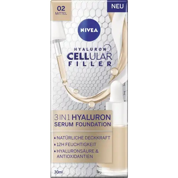 84748531676992476 Cellular Filler 3in1 Hyaluron Serum Foundation podkład do twarzy 02 Mittel 30ml - obrazek 1