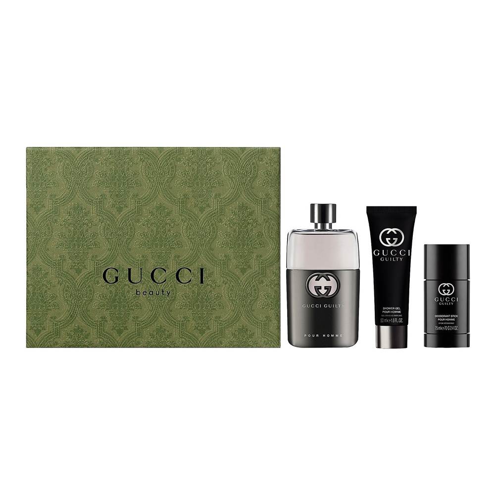 85044251693594038 Guilty Pour Homme zestaw woda toaletowa spray 90ml + żel pod prysznic 50ml + dezodorant sztyft 75ml - obrazek 1