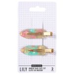 Lily klipsy do włosów do makijażu Pink Green 2szt