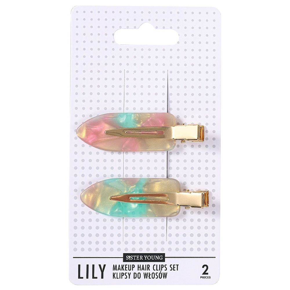 85254371756650523 Lily klipsy do włosów do makijażu Pink Green 2szt - obrazek 1