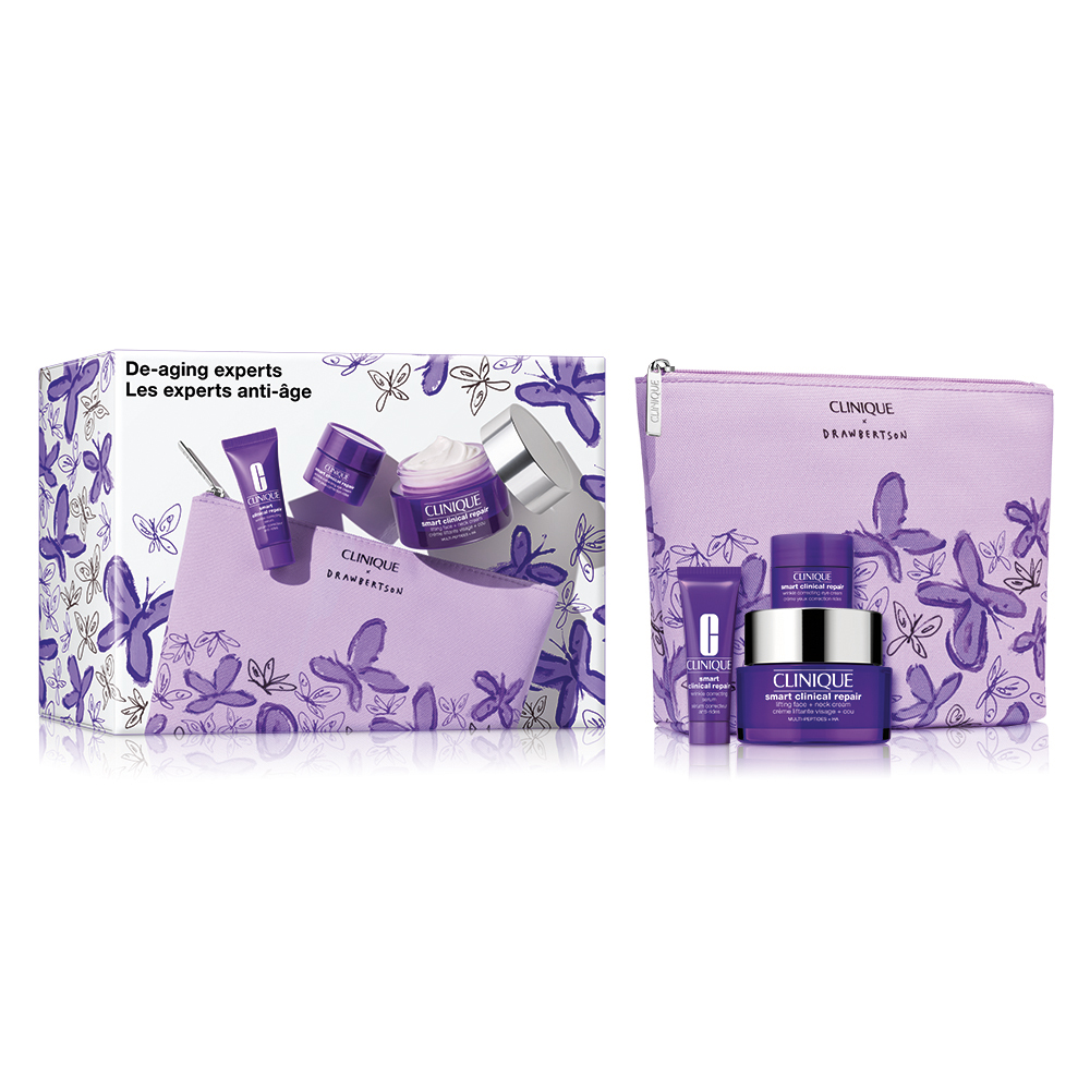 85367561757653336 De-Aging Experts zestaw liftingujący krem do twarzy i szyi 50ml + korygujące serum przeciwzmarszczkowe 10ml + korygujący krem przeciwzmarszczkowy pod oczy 5ml + kosmetyczka - obrazek 1