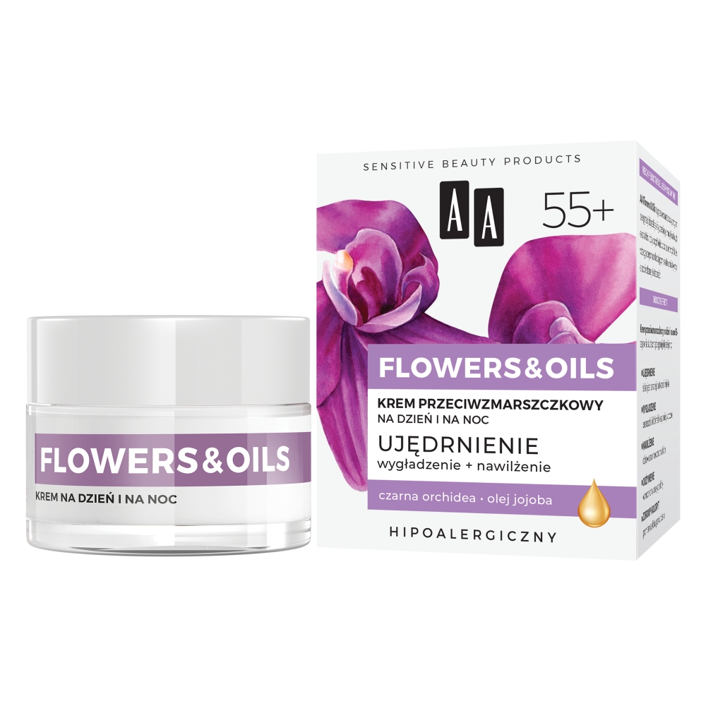 85573351681285052 Flowers&Oils 55+ Ujędrnienie krem przeciwzmarszczkowy na dzień i na noc 50ml - obrazek 1