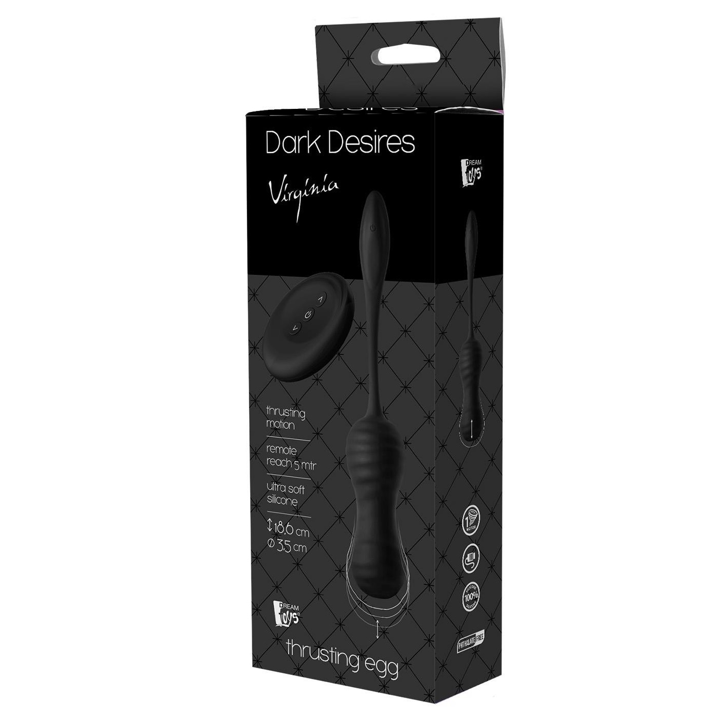 85904391692615761 Dark Desires Virginia wibrujące jajeczko z pilotem - obrazek 1