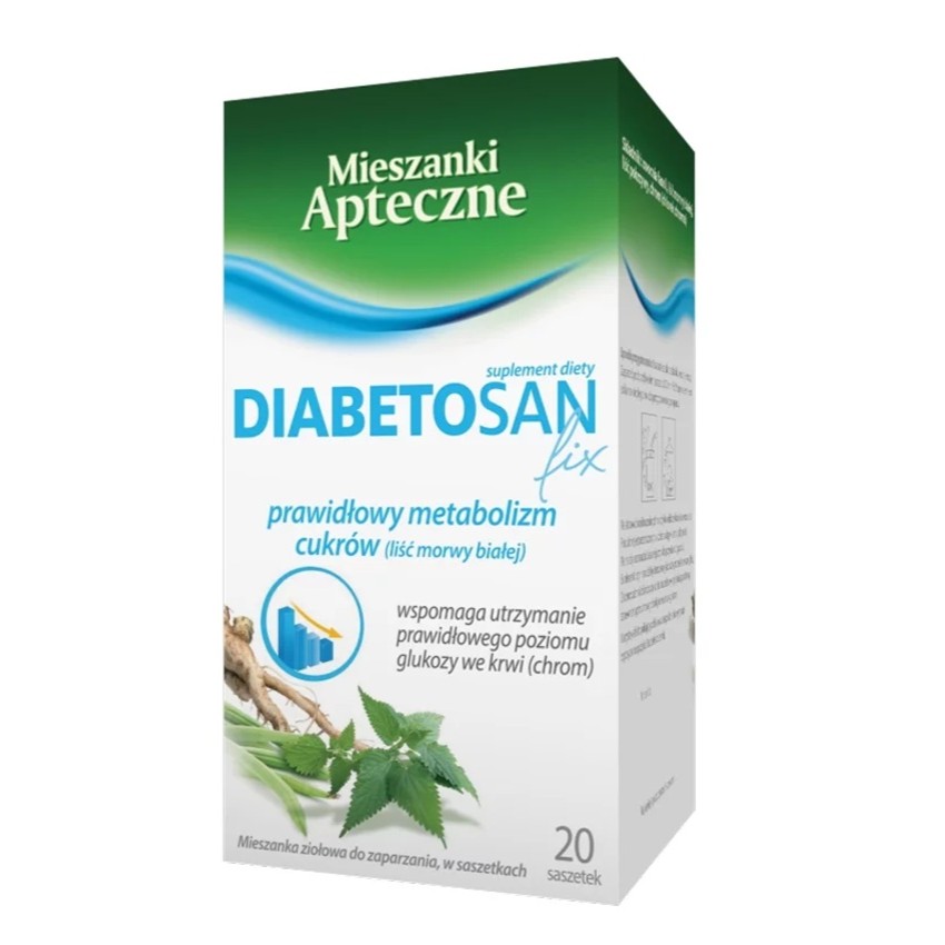 8603951764067020 Diabetosan Fix prawidłowy metabolizm cukrów suplement diety w formie herbatki ziołowej 20 saszetek - obrazek 1