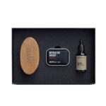 Prosty Drwal zestaw olejek do brody 30ml + mydło do brody 80ml + mydelniczka + kartacz