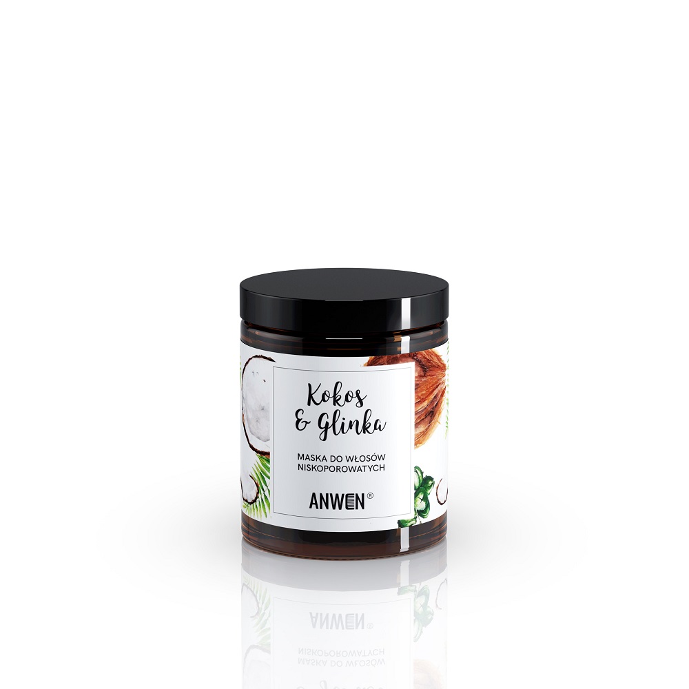 87069221615471215 Maska do włosów niskoporowatych Kokos i Glinka 180ml - obrazek 1
