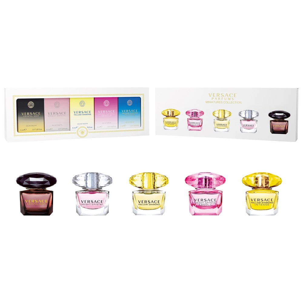 87816821712644260 Miniatures Collection zestaw Crystal Noir woda toaletowa 5ml + Bright Crystal woda toaletowa 5ml + Yellow Diamond woda toaletowa 5ml + Bright Crystal Absolu woda perfumowana 5ml + Yellow Diamond Intense woda perfumowana 5ml - obrazek 1