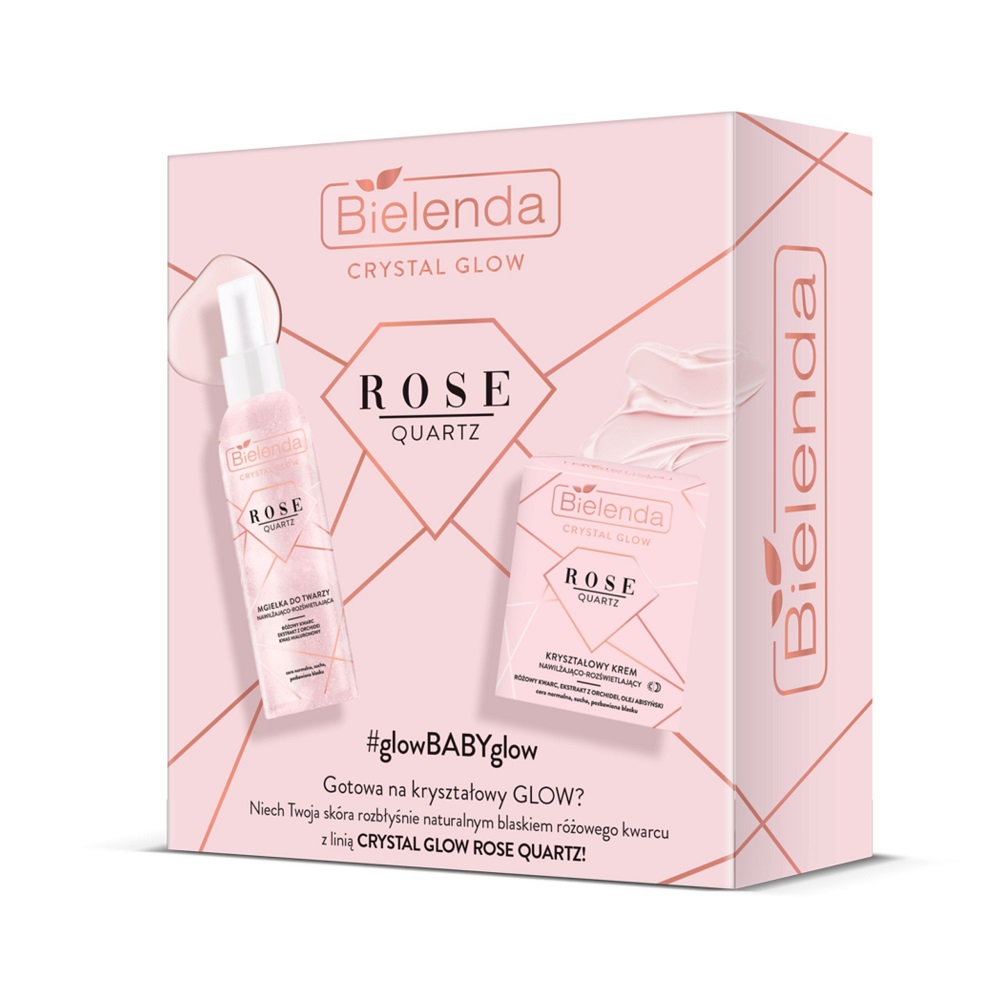 87833811697602619 Crystal Glow Rose Quartz zestaw mgiełka do twarzy nawilżająco-rozświetlająca 200ml + kryształowy krem nawilżająco-rozświetlający 50ml - obrazek 1