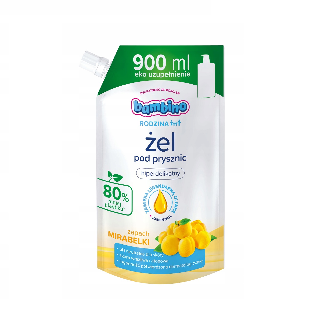 87869291658398194 Rodzina żel pod prysznic hiperdelikatny Mirabelka Refill 900ml - obrazek 1