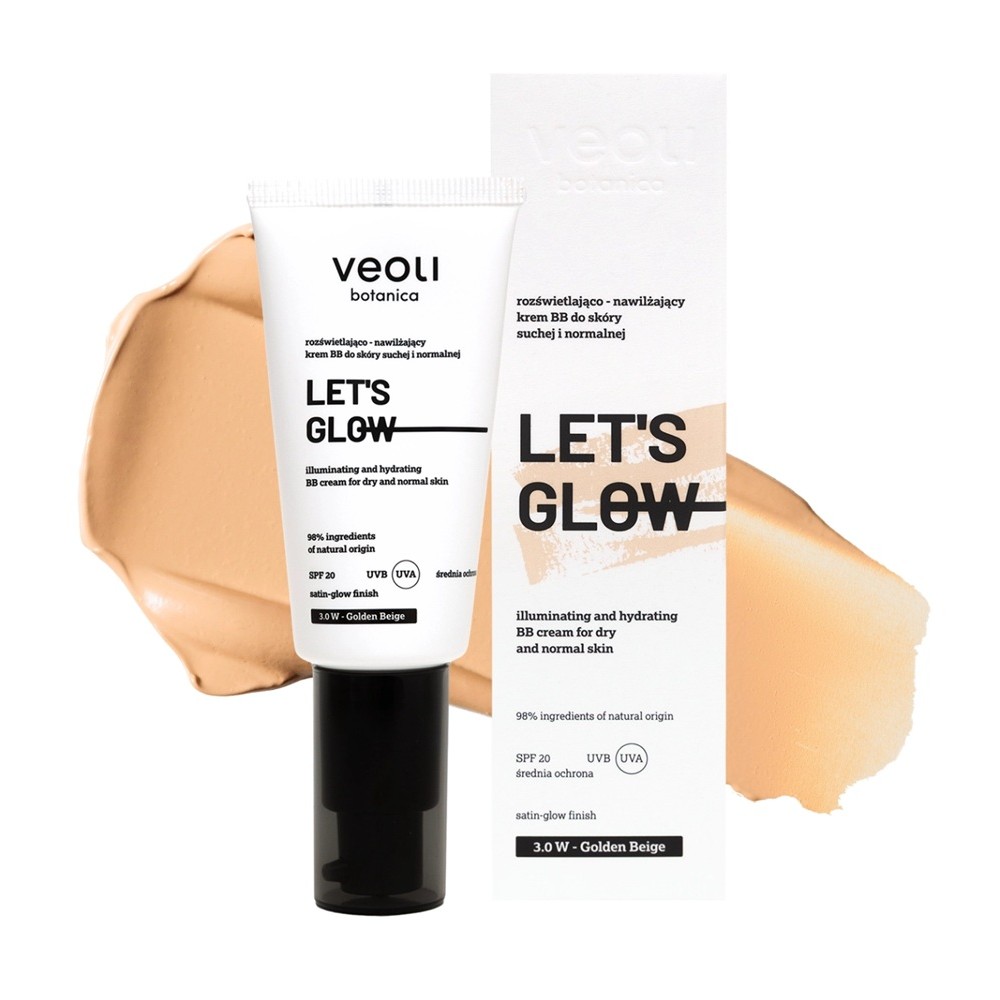 88358181762501851 Let's Glow rozświetlająco-nawilżający krem BB do skóry suchej i normalnej 3.0 W Golden Beige 30ml - obrazek 1