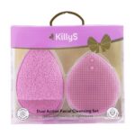 Dual Action Facial Cleansing zestaw silikonowa szczoteczka do mycia twarzy + gąbka złuszczająca