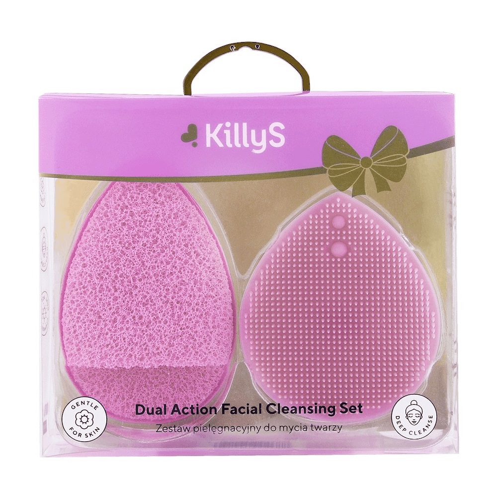 88579521649653982 Dual Action Facial Cleansing zestaw silikonowa szczoteczka do mycia twarzy + gąbka złuszczająca - obrazek 1