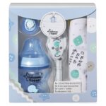 Baby Gifts zestaw butelka 150ml + smoczek do butelki 0m + smoczek Any Time 0-6m + śliniak + zawieszka do smoczka