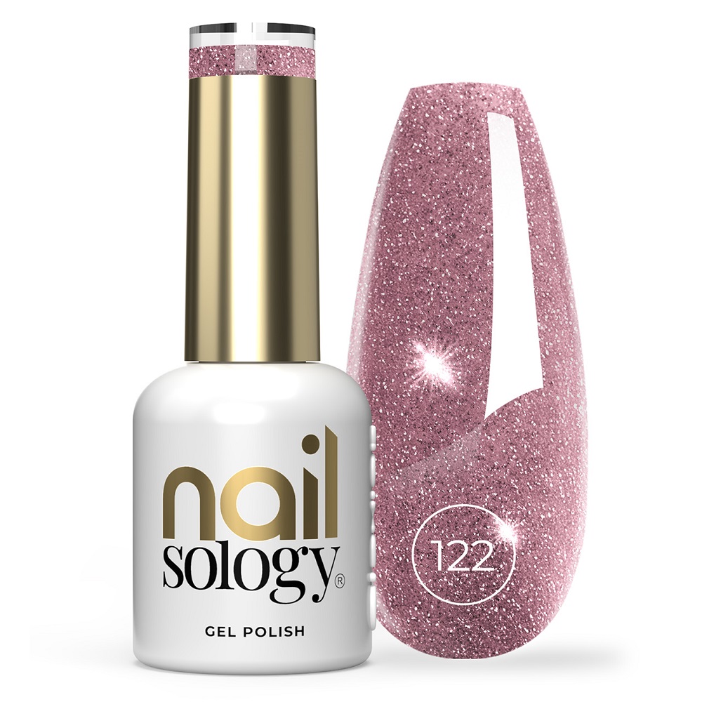 89049961766090427 Nailsology lakier hybrydowy z brokatem 122 Princess Pink 8ml - obrazek 1