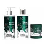 Winter Dream zestaw krem do ciała i dłoni 300ml + żel pod prysznic 300ml + naturalna świeca sojowa 220g