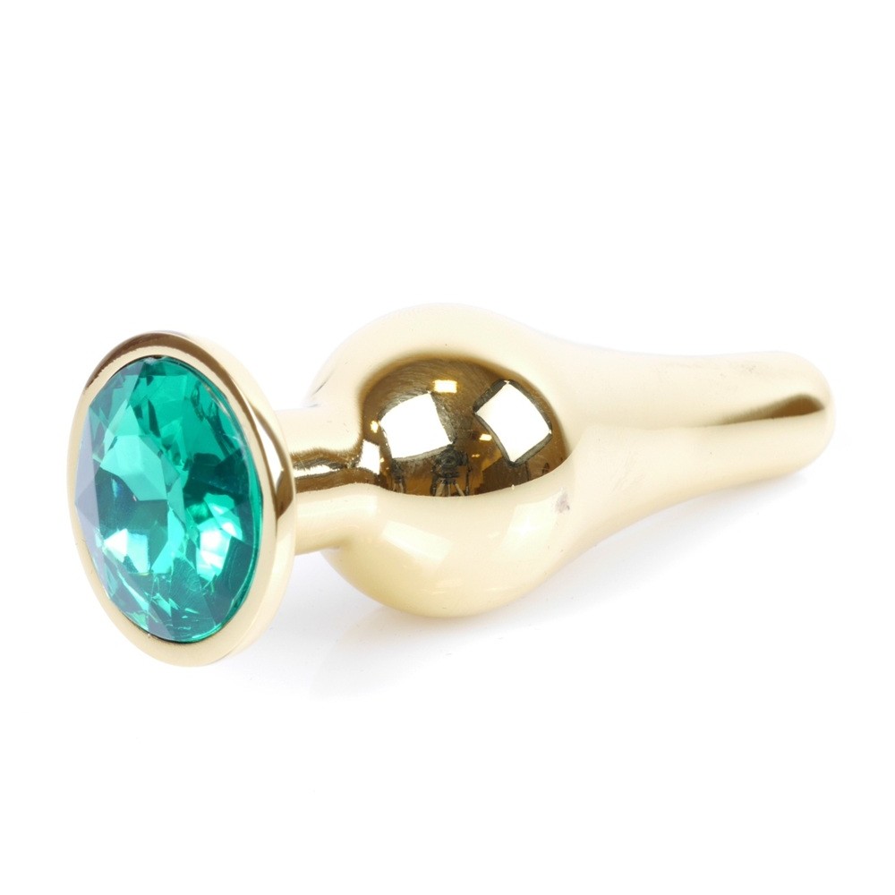 89559381778217912 Butt Plug Collection Jewellery Gold metalowy korek analny Green - obrazek 1