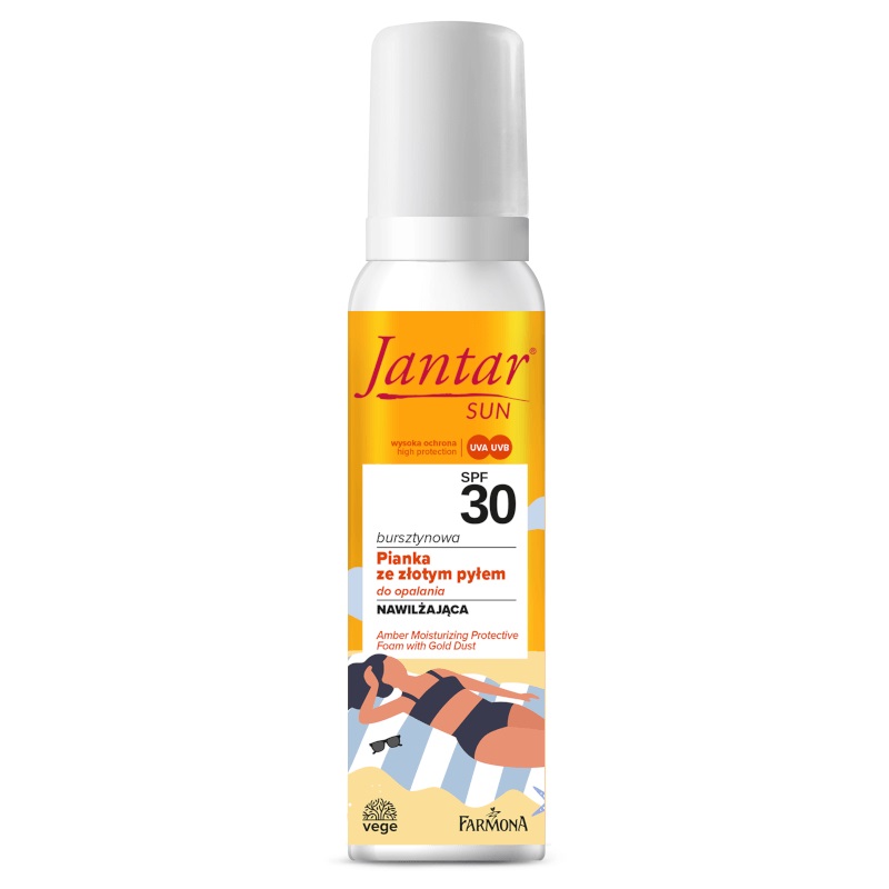 89728551714999421 Jantar Sun bursztynowa pianka ochronna ze złotym pyłem SPF30 150ml - obrazek 1