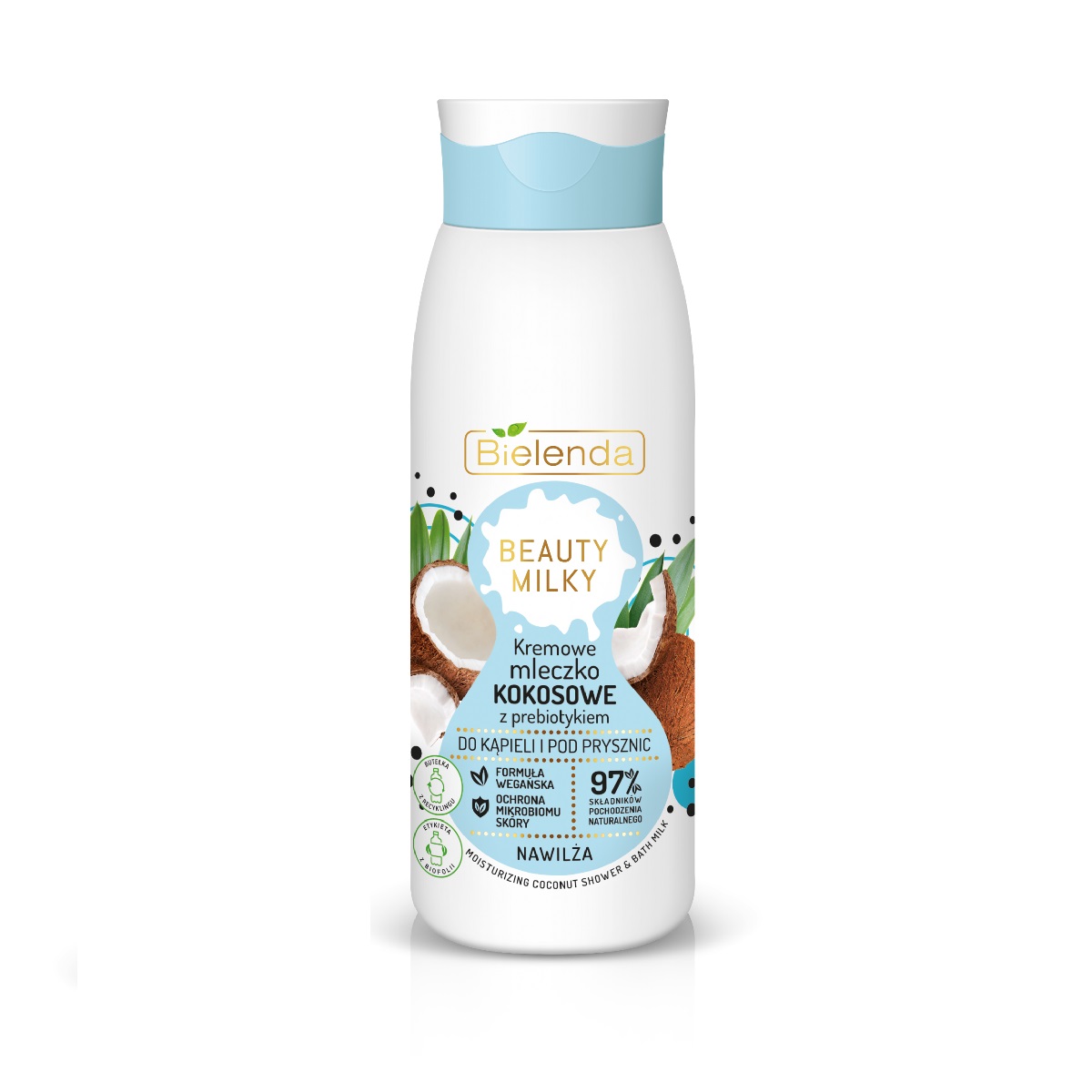 90116881650884454 Beauty Milky kremowe mleczko kokosowe z prebiotykiem do kąpieli i pod prysznic 400ml - obrazek 1