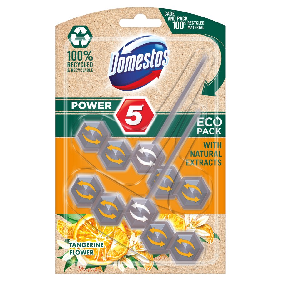 90224501648712766 Power 5 Eco Tangerine Flower kostka zapachowa do toalet 2x55g - obrazek 1