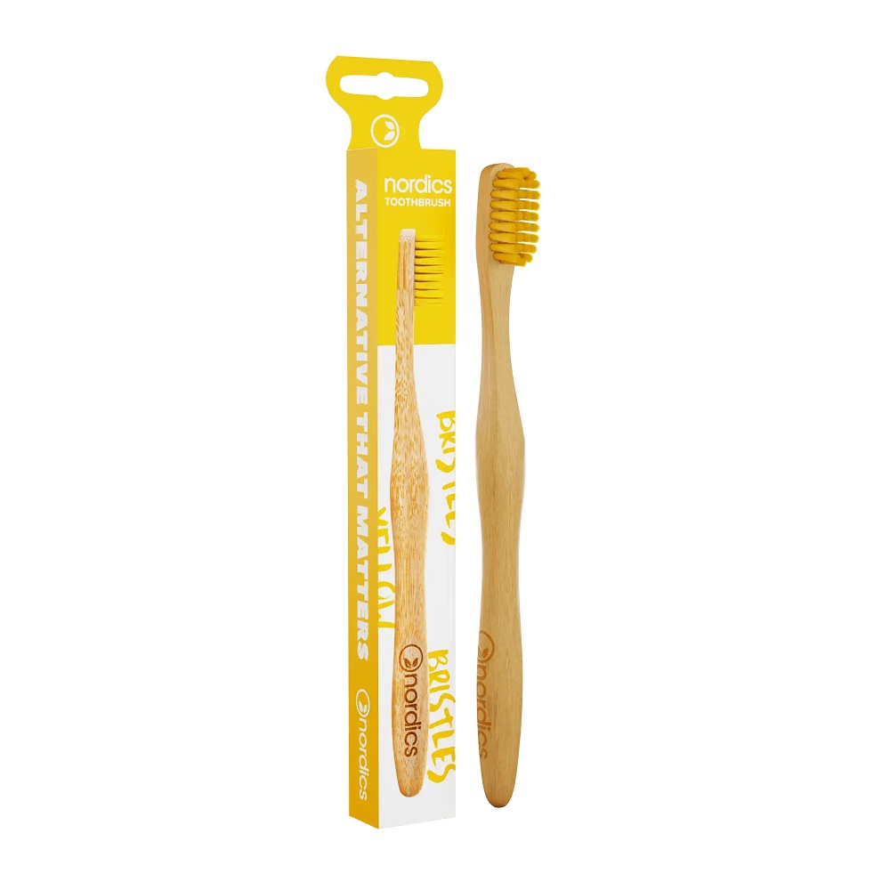 90327841676880636 Bamboo Toothbrush bambusowa szczoteczka do zębów Yellow - obrazek 1