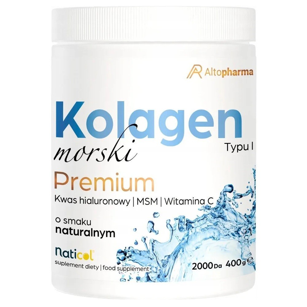 90897711758605754 Kolagen Morski Premium Typu I 10000mg + MSM 500 mg + Kwas Hialuronowy 40mg + Witamina C 80mg suplement diety 400g - obrazek 1