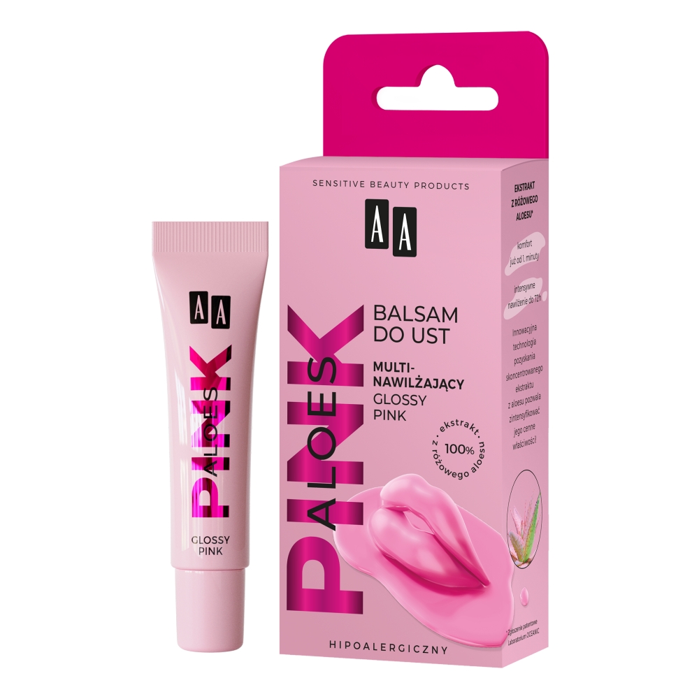 91349041675922107 Aloes Pink multinawilżający balsam do ust Glossy Pink 10g - obrazek 1