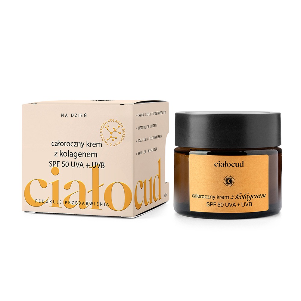 91840881697714000 Ciałocud całoroczny krem z kolagenem SPF50 UVA + UVB 50ml - obrazek 1