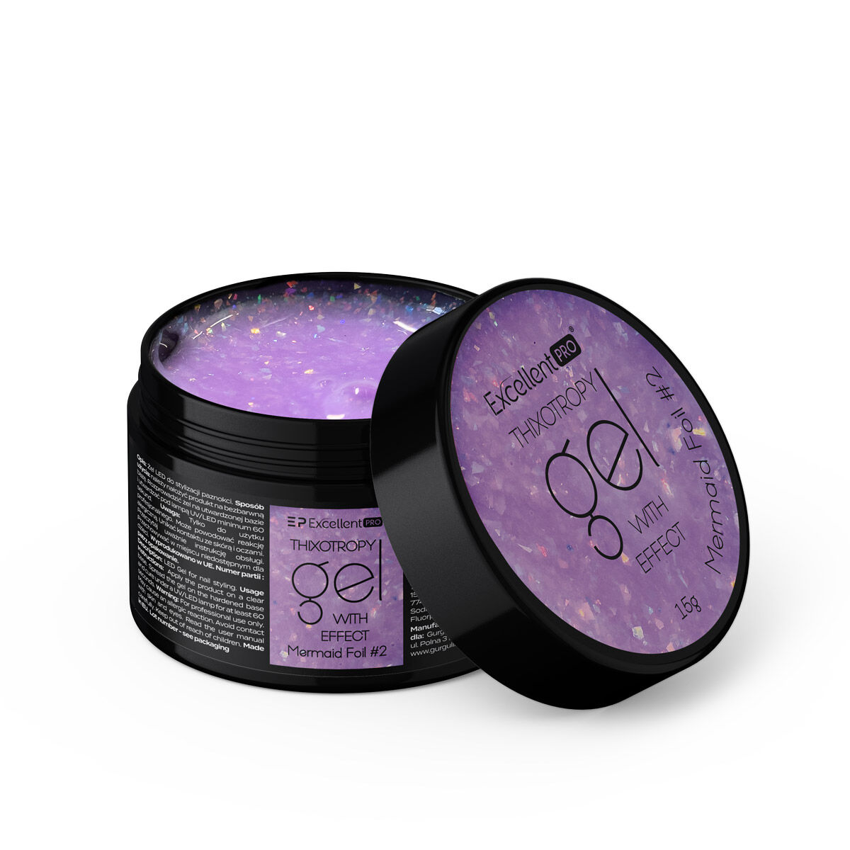 92272631760970615 Thixotropy Gel With Effect żel budujący Mermaid Foil #2 15g - obrazek 1
