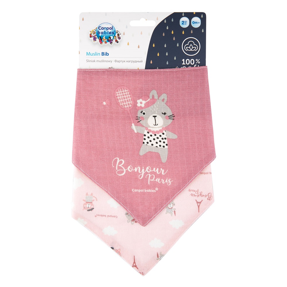 93012991698055439 Śliniak muślinowy Bonjour Paris Pink 2szt. - obrazek 1