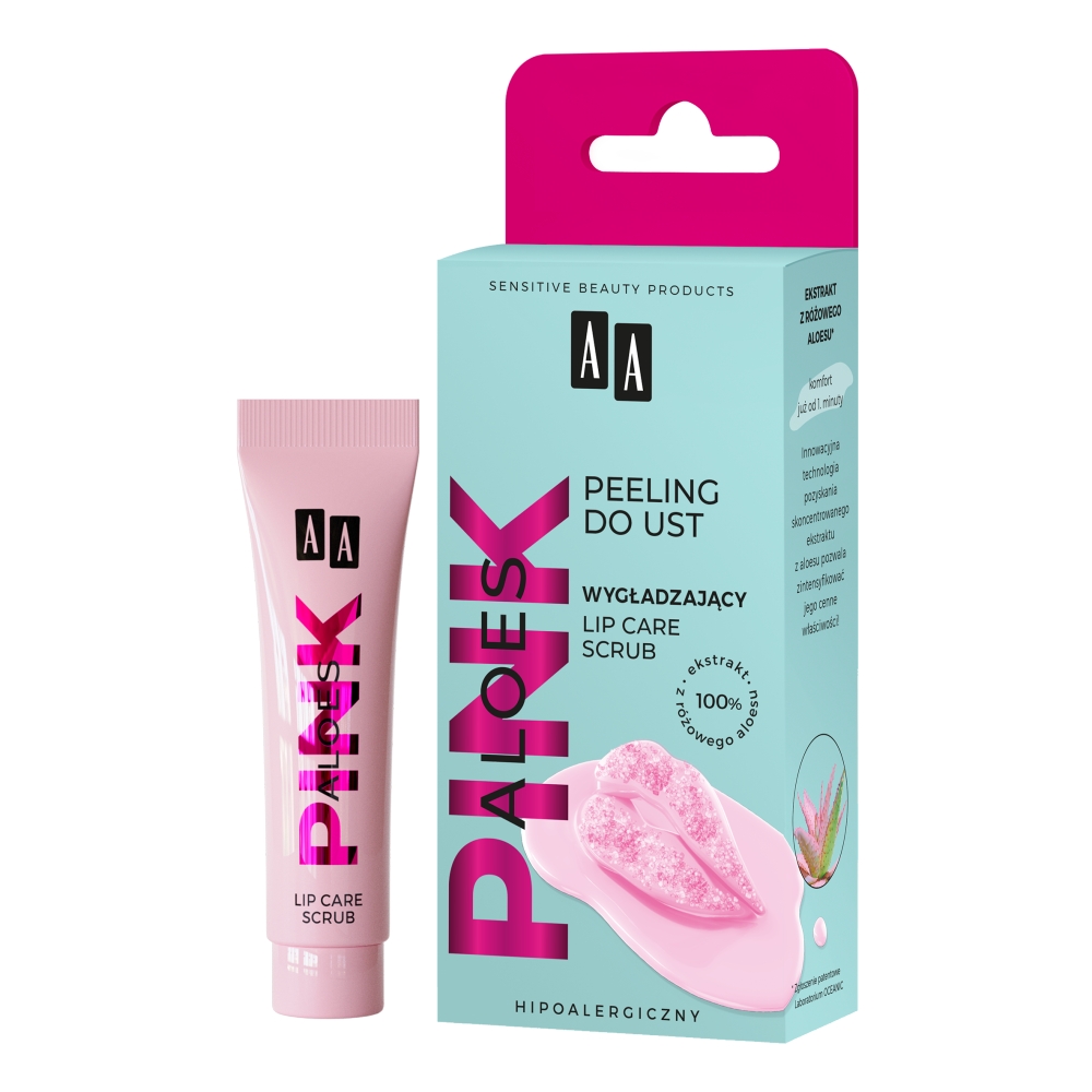 93088191675770683 Aloes Pink wygładzający peeling do ust lip care scrub 10g - obrazek 1