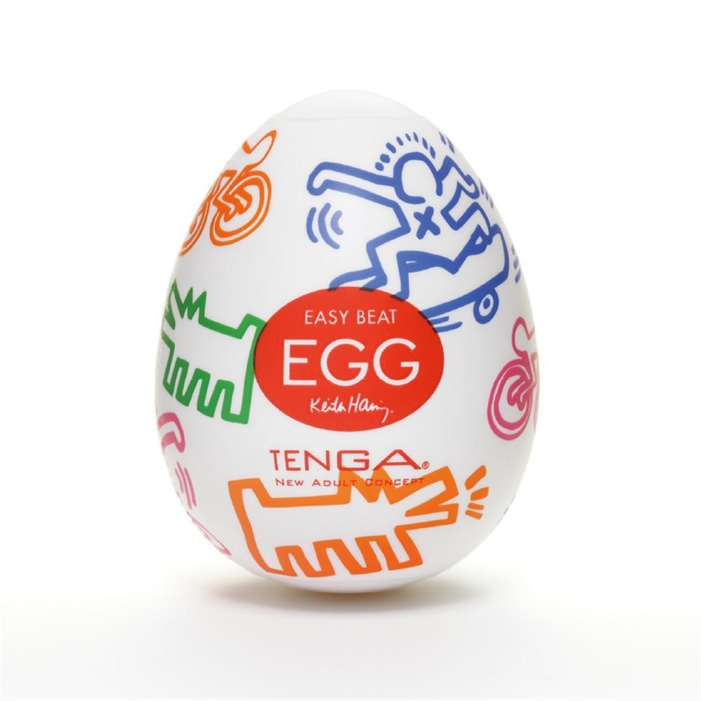 93788201736853991 Easy Beat Egg Keith Haring Street jednorazowy masturbator w kształcie jajka - obrazek 1