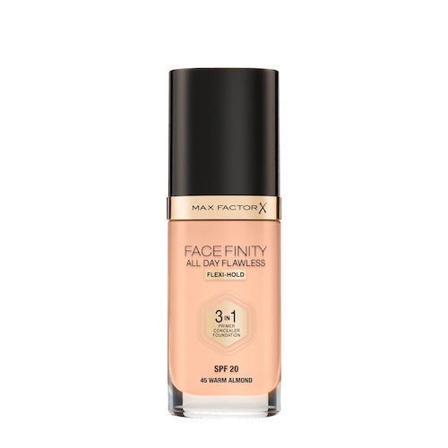 93919871623221387 Facefinity All Day Flawless 3 w 1 kryjący podkład w płynie 45 Warm Almond 30ml - obrazek 1