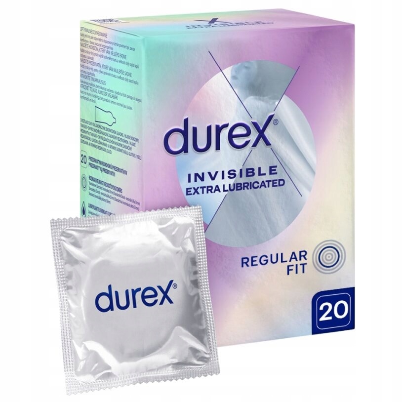 94253161721791262 Invisible Extra Lubricated cienkie prezerwatywy dodatkowo nawilżane 20szt - obrazek 1