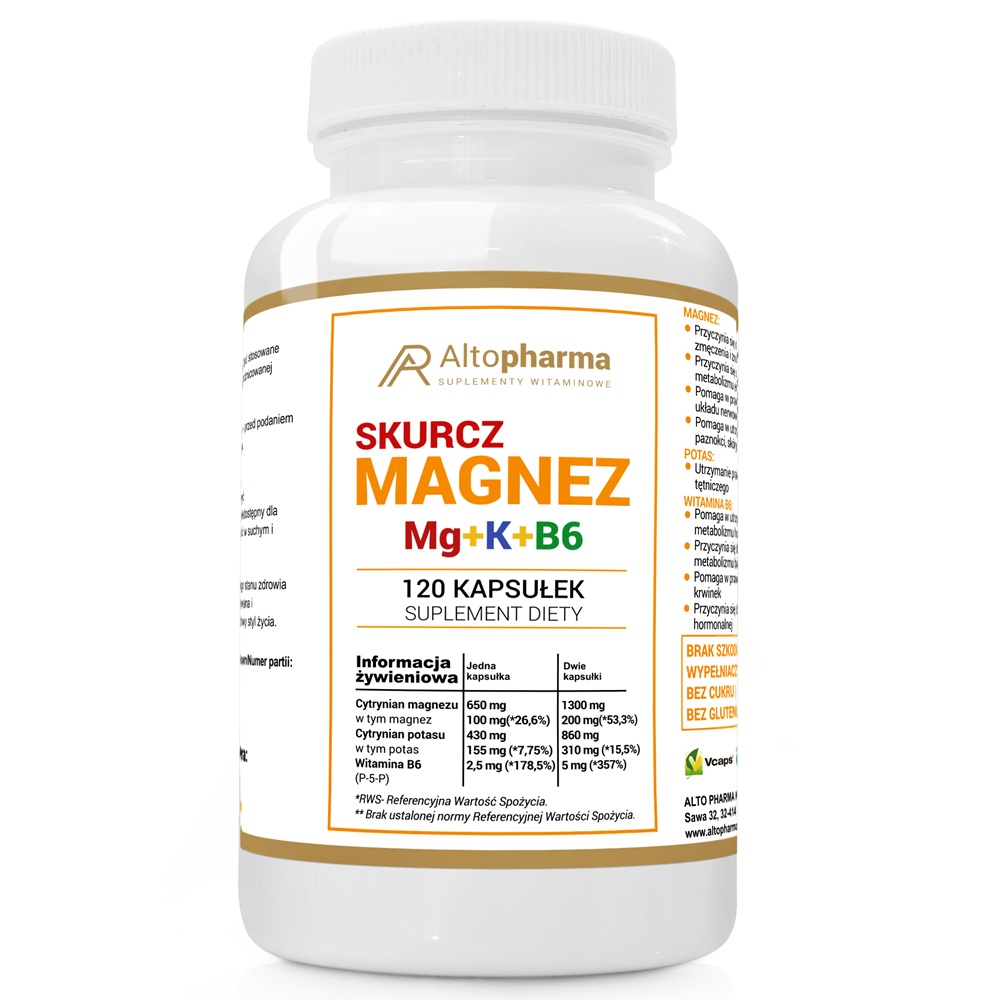 94599741748256663 Magnez Skurcz + Potas + Witamina B suplement diety 120 kapsułek - obrazek 1