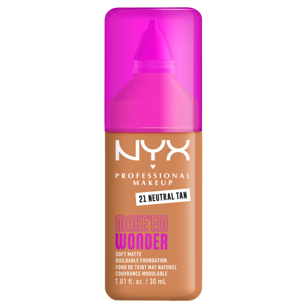 94600971767368075 Make'Em Wonder podkład do twarzy z długotrwałym kryciem 21 Neutral Tan 30ml - obrazek 1