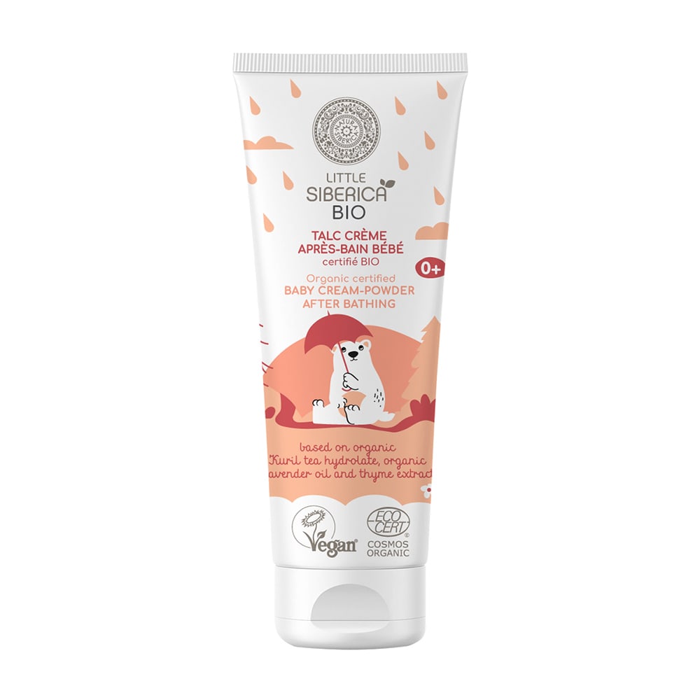 94758171692271397 Little Siberica organiczny krem-puder dla dzieci po kąpieli na bazie organicznego hydrolatu z herbaty kurylskiej 0+ 75ml - obrazek 1