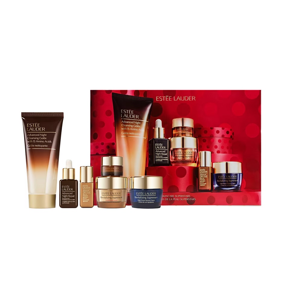 9491201763377248 Skincare Superstars zestaw żel oczyszczający 100ml + krem-żel pod oczy 5ml + serum łagodzące 5ml + serum regenerujące 15ml + krem nawilżający 15ml + krem rewitalizujący 15ml - obrazek 1