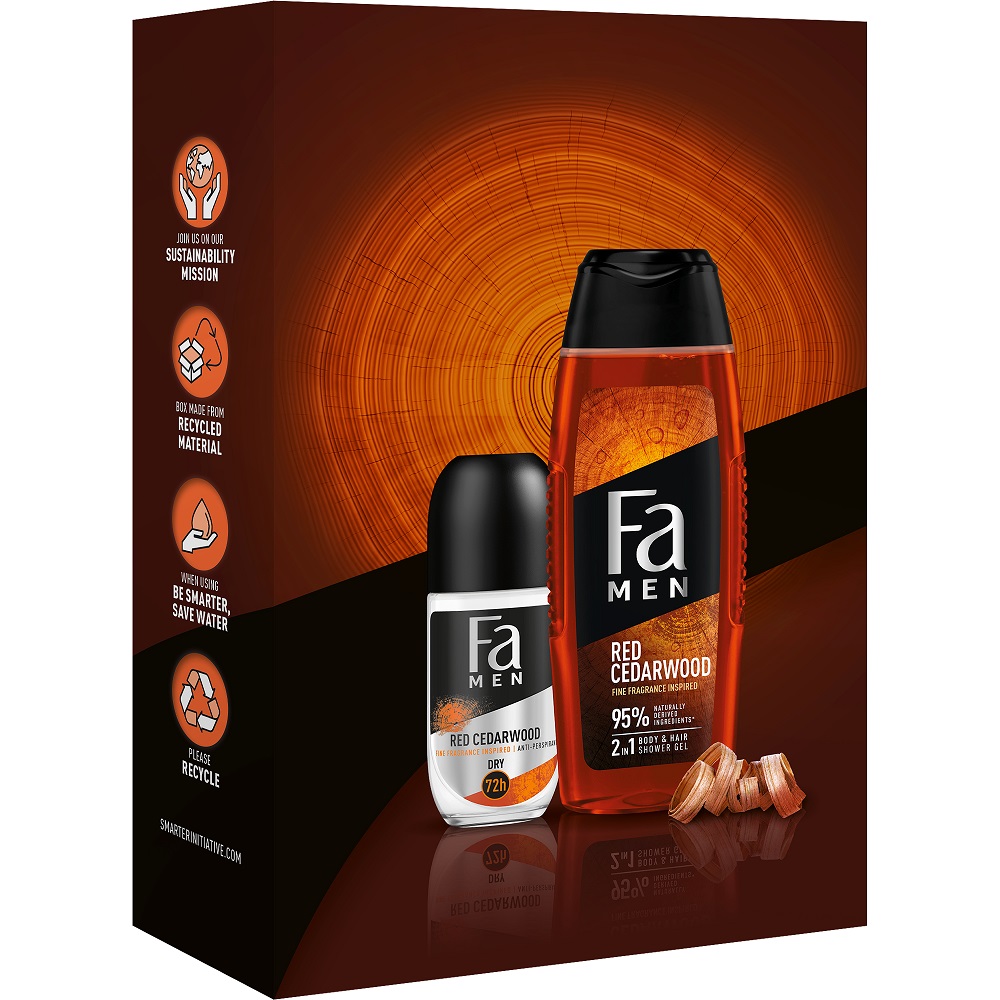 95004131665049207 Men Red Cedarwood zestaw żel pod prysznic 250ml + antyperspirant w kulce 50ml - obrazek 1