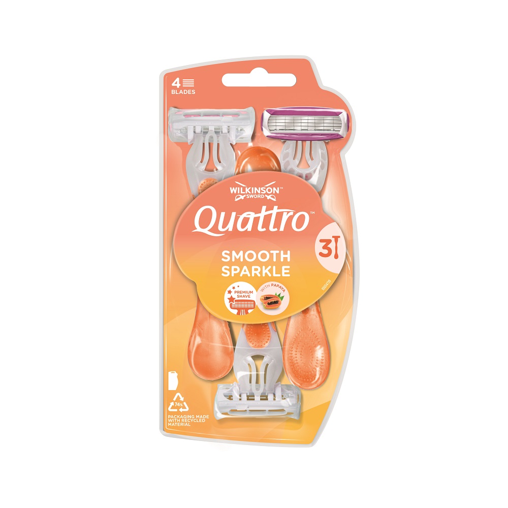 95081141632809418 Quattro Smooth Sparkle jednorazowe maszynki do golenia dla kobiet 3szt - obrazek 1
