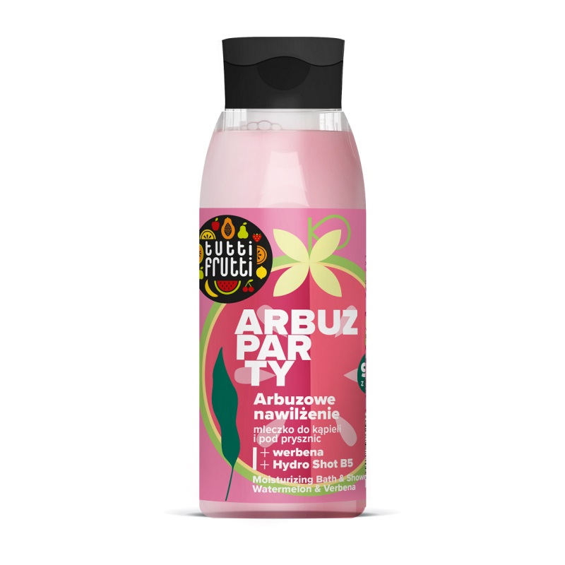 95116241692191027 Tutti Frutti nawilżające mleczko do kąpieli i pod prysznic Arbuz i Werbena + Hydro Shot B5 400ml - obrazek 1