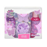 Shimmer Wings Bath Set zestaw żel pod prysznic 100ml + błyszczący żel do ciała 100ml + musująca kula do kąpieli 30g + myjka 1szt