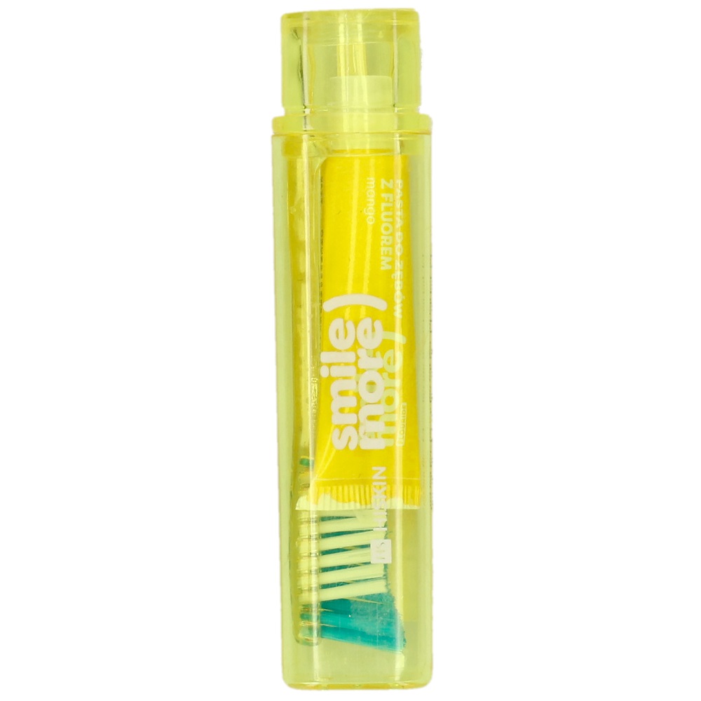 95258071688627408 Smile More zestaw pasta do zębów o smaku mango 4ml + szczoteczka do zębów - obrazek 1