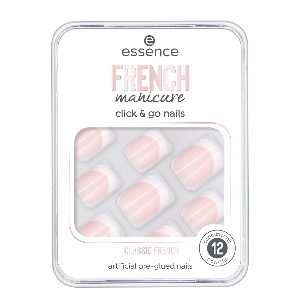 ess_french manicure click & go nails-classic french - 0820 French Manicure Click & Go Nails sztuczne paznokcie 01 Classic French 12szt - obrazek 1